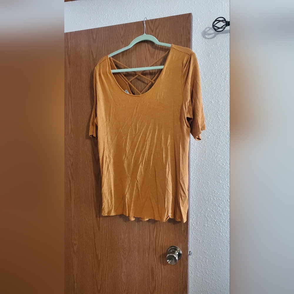 Maurices Women's Mustard Top with Crisscross Back